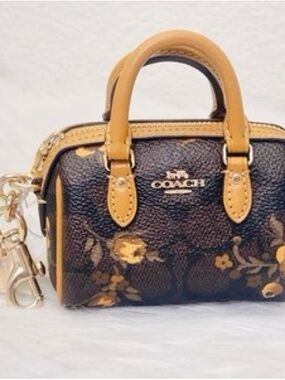 Coach Mini Floral Satchel in Black and Tan